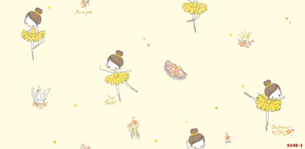 Giấy dán tường vũ công ballet phòng bé gái 5145-1